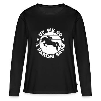Cavalier de loisir, montons à l’équitation anglaise - T-shirt manches longues Premium bio Femme - noir - Devant - Julia (174cm)