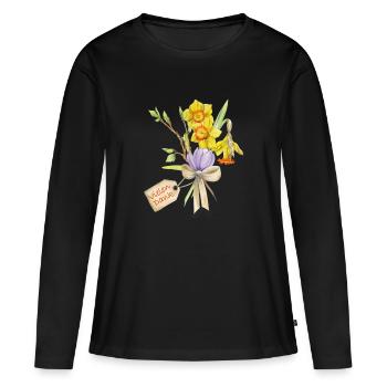 Vielen Danke Blumenstrauß - Frauen Premium Bio Langarmshirt - Schwarz - Vorne - Julia (174cm)