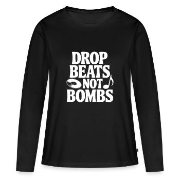 Drop bat et non bombe - T-shirt manches longues Premium bio Femme - noir - Devant - Julia (174cm)