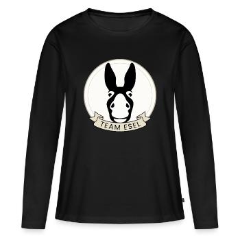 Team Esel | Eselfan Geschenk für Tierfreunde - Frauen Premium Bio Langarmshirt - Schwarz - Vorne - Julia (174cm)