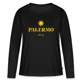 Palerme, Sicile - T-shirt manches longues Premium bio Femme - noir - Devant - Julia (174cm)