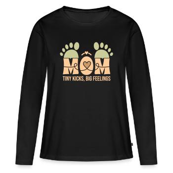 Kleine Tritte, große Gefühle – Die Bindung einer Mutter - Frauen Premium Bio Langarmshirt - Schwarz - Vorne - Julia (174cm)