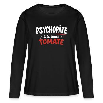 Psychopâte à la sauce tomate - T-shirt manches longues Premium bio Femme - noir - Devant - Julia (174cm)