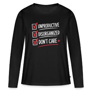 Liste de plaisir improductif, désorganisé et indifférent - T-shirt manches longues Premium bio Femme - noir - Devant - Julia (174cm)