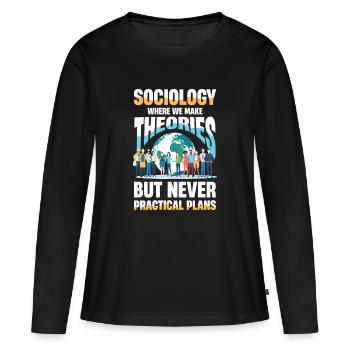 Sociologie où l’on fait des théories mais jamais - T-shirt manches longues Premium bio Femme - noir - Devant - Julia (174cm)