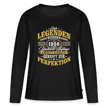 1956 Jahrgang geboren Geburtstag Vintage Geschenk - Frauen Premium Bio Langarmshirt - Schwarz - Vorne - Julia (174cm)