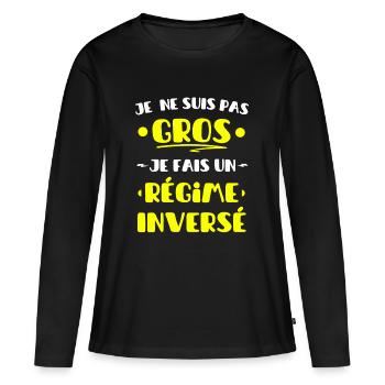 Je ne Suis pas Gros je fais un Régime Inversé - T-shirt manches longues Premium bio Femme - noir - Devant - Julia (174cm)
