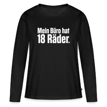 Mein Büro hat 18 Räder - LKW Fahrer, Fernfahrer - Frauen Premium Bio Langarmshirt - Schwarz - Vorne - Julia (174cm)