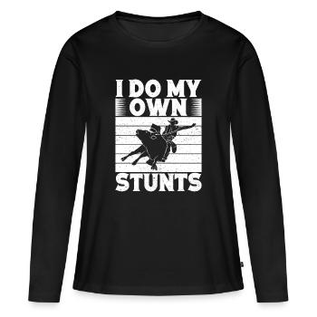 Équitation de rodéo Je fais mes propres cascades Cowboy - T-shirt manches longues Premium bio Femme - noir - Devant - Julia (174cm)
