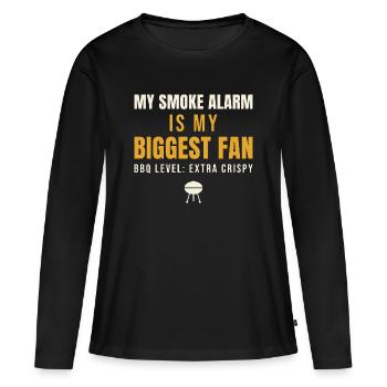My Smoke Alarm Is My Biggest Fan - Frauen Premium Bio Langarmshirt - Schwarz - Vorne - Julia (174cm)