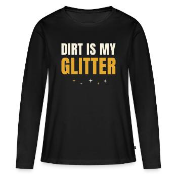 La terre, c’est mon jardinage pailleté - T-shirt manches longues Premium bio Femme - noir - Devant - Julia (174cm)