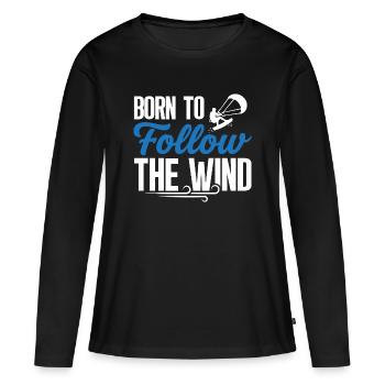 Suivre – T-shirt de kitesurf - T-shirt manches longues Premium bio Femme - noir - Devant - Julia (174cm)