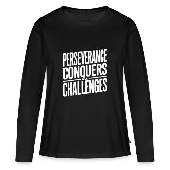 La persévérance surmonte tous les défis - T-shirt manches longues Premium bio Femme - noir - Devant - Julia (174cm)