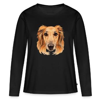 saluki head, watercolor look, greyhound designs - Women's Premium Organic Long Sleeve Shirt - black - Front - Julia (174cm)