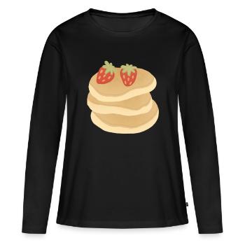 Erdbeer-Pfannkuchenstapel - Frauen Premium Bio Langarmshirt - Schwarz - Vorne - Julia (174cm)