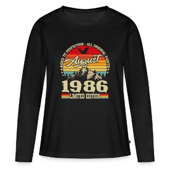 August 1986 Vintage Geburtstag Geschenk Retro - Frauen Premium Bio Langarmshirt - Schwarz - Vorne - Julia (174cm)