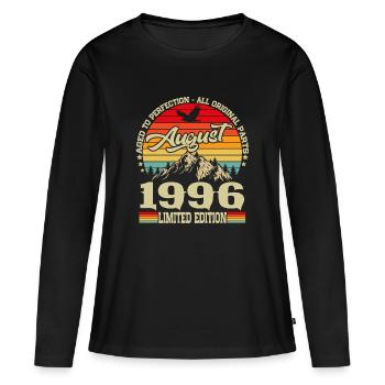 August 1996 Vintage Retro Geburtstag Geschenk - Frauen Premium Bio Langarmshirt - Schwarz - Vorne - Julia (174cm)