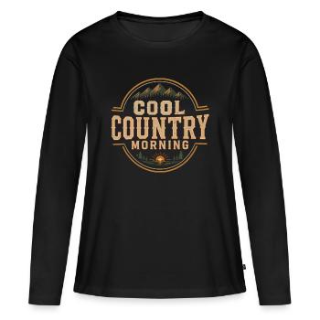 Kühler Country Morning - Frauen Premium Bio Langarmshirt - Schwarz - Vorne - Julia (174cm)