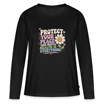 Protégez votre paix : la santé est tout - T-shirt manches longues Premium bio Femme - noir - Devant - Julia (174cm)