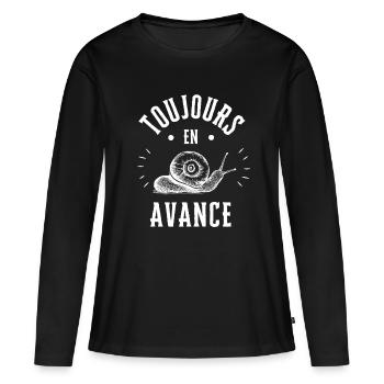 Toujours en Avance comme un Escargot - T-shirt manches longues Premium bio Femme - noir - Devant - Julia (174cm)