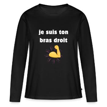 Je suis ton bras droit - T-shirt manches longues Premium bio Femme - noir - Devant - Julia (174cm)