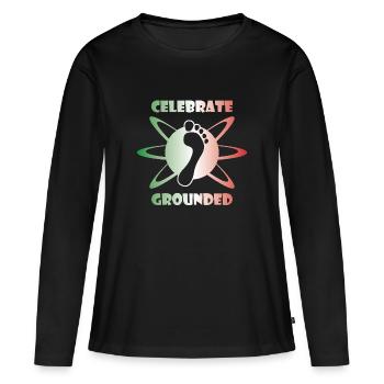 Barfuß GroundedOne_1_italy - Frauen Premium Bio Langarmshirt - Schwarz - Vorne - Julia (174cm)