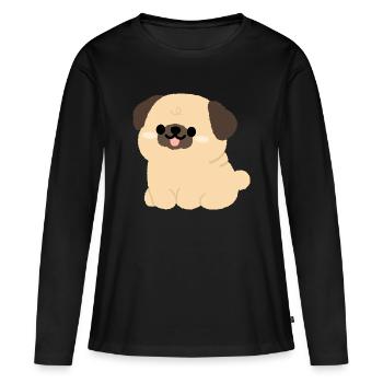 Pug Plushie Charm - Women's Premium Organic Long Sleeve Shirt - black - Front - Julia (174cm)