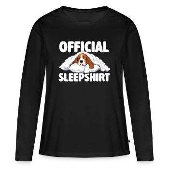 Chemise de nuit officielle - Mignonne maman de chien basset hound - T-shirt manches longues Premium bio Femme - noir - Devant - Julia (174cm)