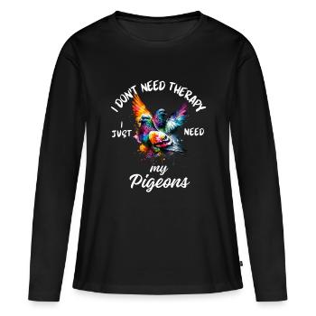 Pigeon Therapy Art - T-shirt manches longues Premium bio Femme - noir - Devant - Julia (174cm)