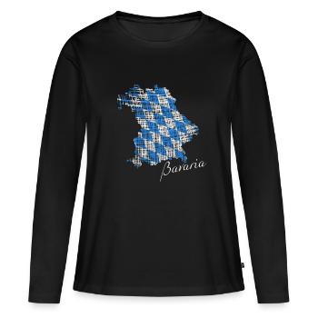 Carte Bavière Bavière Diamants Bleu Blanc - T-shirt manches longues Premium bio Femme - noir - Devant - Julia (174cm)