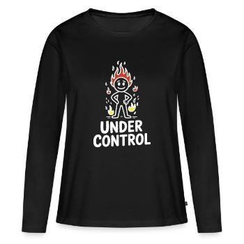 Feuer-Zahl unter Kontrolle - Frauen Premium Bio Langarmshirt - Schwarz - Vorne - Julia (174cm)