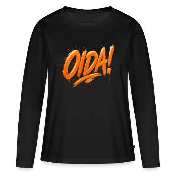 Oida ! – Conception de pinceaux à graffiti - T-shirt manches longues Premium bio Femme - noir - Devant - Julia (174cm)