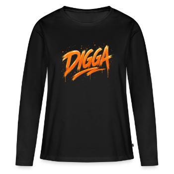 DIGGA – Déclaration de graffiti urbain - T-shirt manches longues Premium bio Femme - noir - Devant - Julia (174cm)