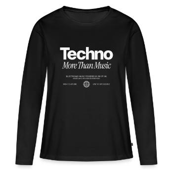 La techno plus que la musique - T-shirt manches longues Premium bio Femme - noir - Devant - Julia (174cm)