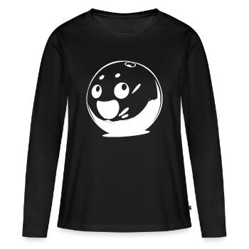 Boule de bowling souriante - T-shirt manches longues Premium bio Femme - noir - Devant - Julia (174cm)