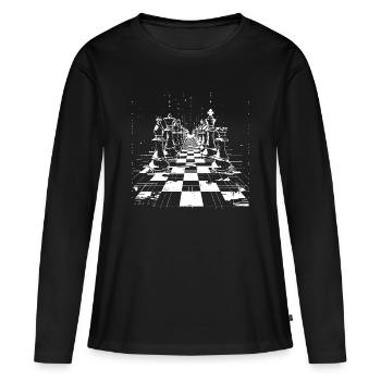 Tirage au sort aux échecs - T-shirt manches longues Premium bio Femme - noir - Devant - Julia (174cm)
