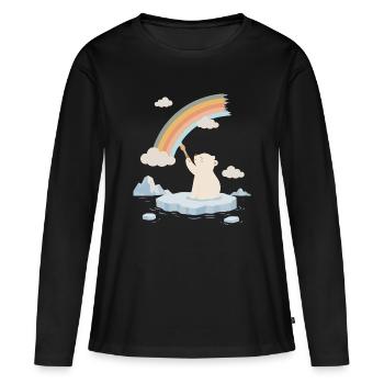 L’ours polaire peint un arc-en-ciel - T-shirt manches longues Premium bio Femme - noir - Devant - Julia (174cm)