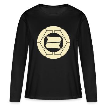 Kamon japonais Hattori jaune pâle oriental vintage - T-shirt manches longues Premium bio Femme - noir - Devant - Julia (174cm)