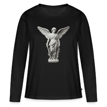 Ange Gardien Ailé avec Épée - T-shirt manches longues Premium bio Femme - noir - Devant - Julia (174cm)