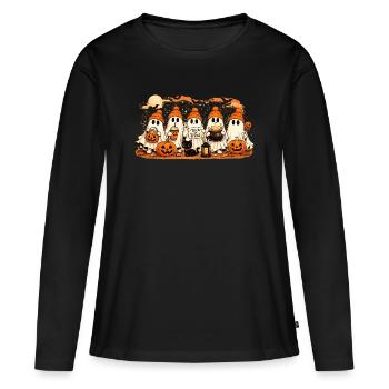 Halloween trick ou fantômes treet - T-shirt manches longues Premium bio Femme - noir - Devant - Julia (174cm)