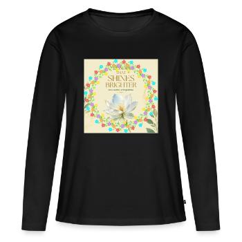 Éclat de la Lumière de l’Anneau de Fleurs - T-shirt manches longues Premium bio Femme - noir - Devant - Julia (174cm)