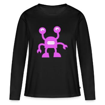 Robot Violet Joyeux - T-shirt manches longues Premium bio Femme - noir - Devant - Julia (174cm)