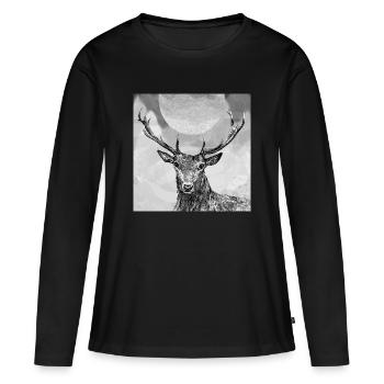 Cerf - T-shirt manches longues Premium bio Femme - noir - Devant - Julia (174cm)