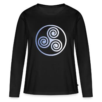 Fondu bleu triskele - T-shirt manches longues Premium bio Femme - noir - Devant - Julia (174cm)