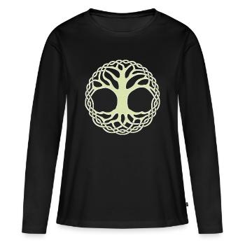 Cercle celtique de l’Arbre de Vie - T-shirt manches longues Premium bio Femme - noir - Devant - Julia (174cm)