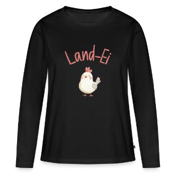 Poulet campagnosé Vie de village Enfant du village - T-shirt manches longues Premium bio Femme - noir - Devant - Julia (174cm)