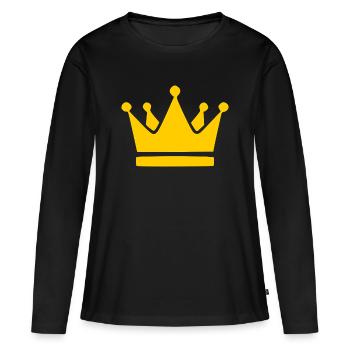 Cadeau d’anniversaire de la couronne - T-shirt manches longues Premium bio Femme - noir - Devant - Julia (174cm)
