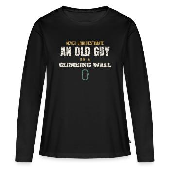 Old Guy On A Climbing Wall - Women's Premium Organic Long Sleeve Shirt - black - Front - Julia (174cm)
