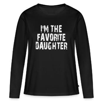 Favoris de la famille Cadeaux & plus encore Je suis le fils préféré - T-shirt manches longues Premium bio Femme - noir - Devant - Julia (174cm)