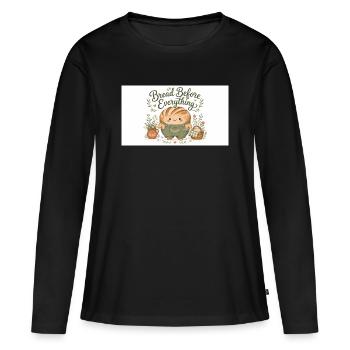 Le pain est principalement des petits pains câlins - T-shirt manches longues Premium bio Femme - noir - Devant - Julia (174cm)